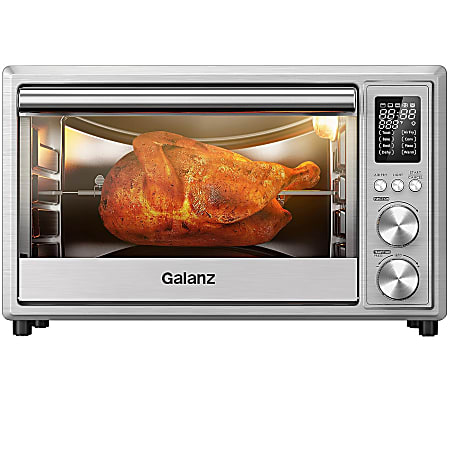 Galanz 1.1 Cu Ft Digital Toaster Oven And Air Fryer Silver Office Depot
