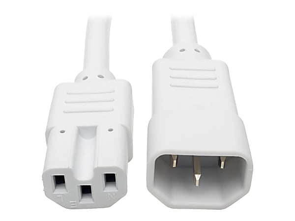 Eaton Tripp Lite Series Power Cord C14 to C15 - Heavy-Duty, 15A, 250V, 14 AWG, 2 ft. (0.61 m), White - P018002AWH