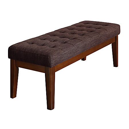 Elle D&eacute;cor Claire Tufted Bench, Chocolate Brown/Brown