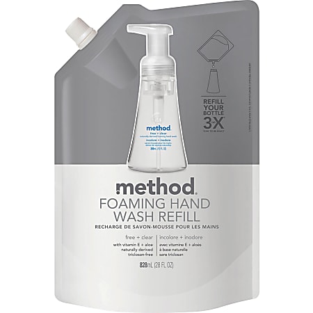 Method Free + Clear Foaming Hand Wash, 28 fl oz (828.1 mL), Box Of 6