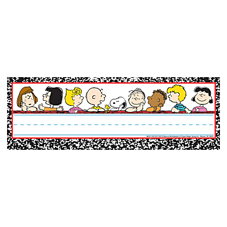 Eureka Peanuts® Classic Characters Self-Adhesive Name Plates, 9 5/8" x 3 1/4", Multicolor, 36 Name Plates Per Pack, Bundle Of 6 Packs