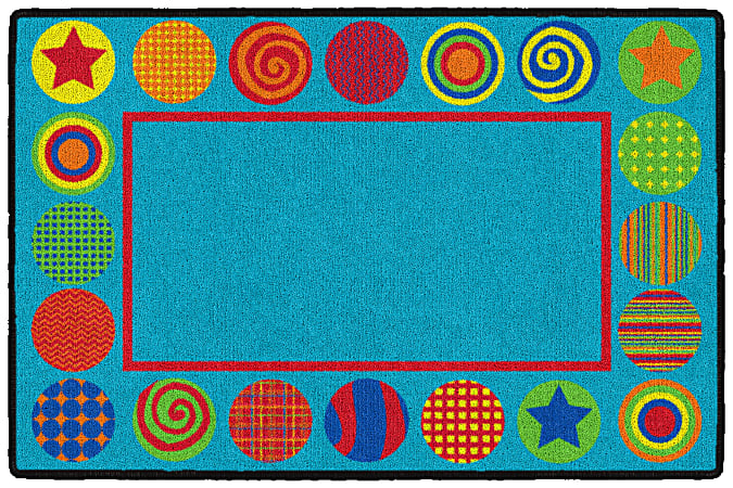 Flagship Carpets Patterned Circles Mat, 2'H x 3'W, Multicolor