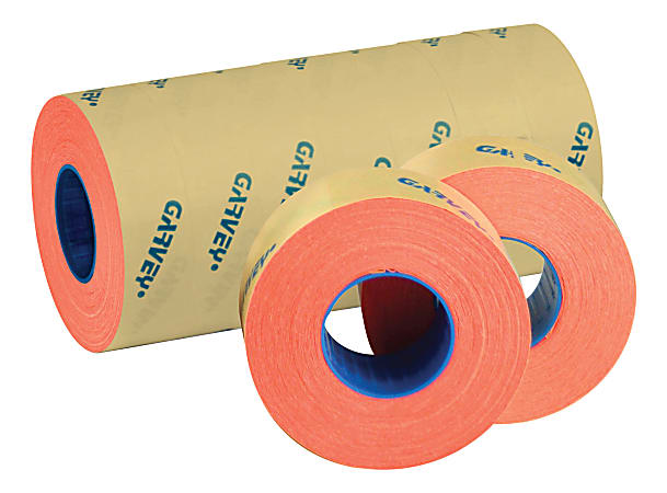 Garvey 2-Line Tamper-Resistant Price Marking Labels, 5/8" x 13/16", Fluorescent Red, 1,000 Labels Per Roll, Pack Of 9 Rolls