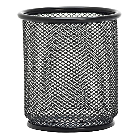 Lorell® Mesh Pencil Cups, 3-1/2"H x 3-7/8"W x 3-7/8"D, Black, Box Of 6 Pencil Cups