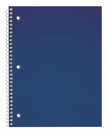 Just Basics® Poly Spiral Notebook, 8" x 10-1/2", 1 Subject, College Ruled, 70 Sheets, Blue