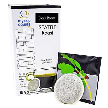 My Cup Counts Single-Serve Coffee Pods, Seattle Roast, Carton Of 36