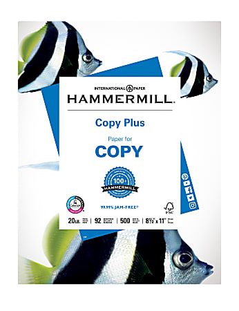 Hammermill® Multi-Use Printer & Copy Paper, White, Letter (8.5" x 11"), 500 Sheets Per Ream, 20 Lb, 92 Brightness, 105620