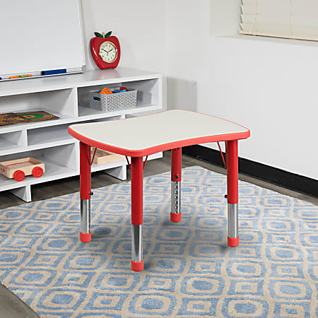 Flash Furniture 27"W Rectangular Plastic Height-Adjustable Activity Table, Red