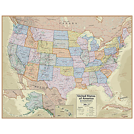 Hemispheres Boardroom Series United States Laminated Wall Map, 38" x 48"