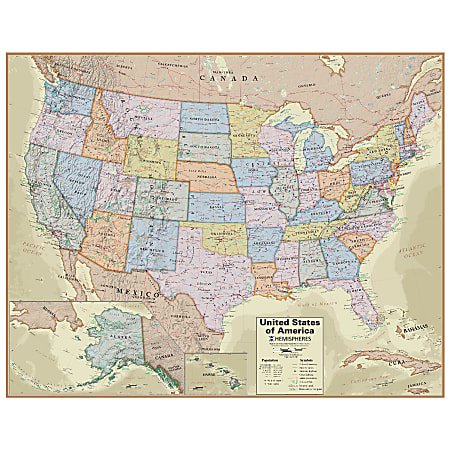 Hemispheres Boardroom Series United States Laminated Wall Map,