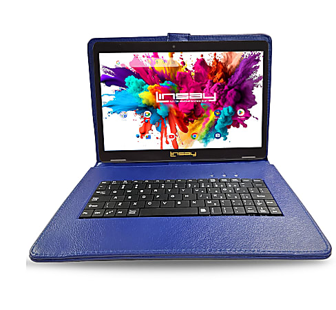 NEW LINSAY 10.1"Octa Core 256GB Storage, 4GB RAM, Android 15 Tablet with Blue Style Keyboard included Pack of 6 Applications INCLUDING: Office Suite