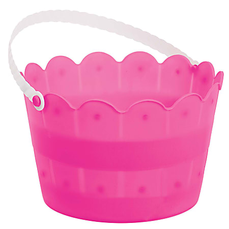 Amscan Easter Scalloped Buckets, 8"H x 5"W x 5"D, Bright Pink, Pack Of 8 Buckets