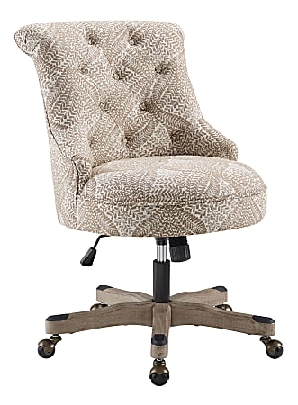 Linon Dallas Fabric Mid-Back Chair, Beige Fern/Gray Wash