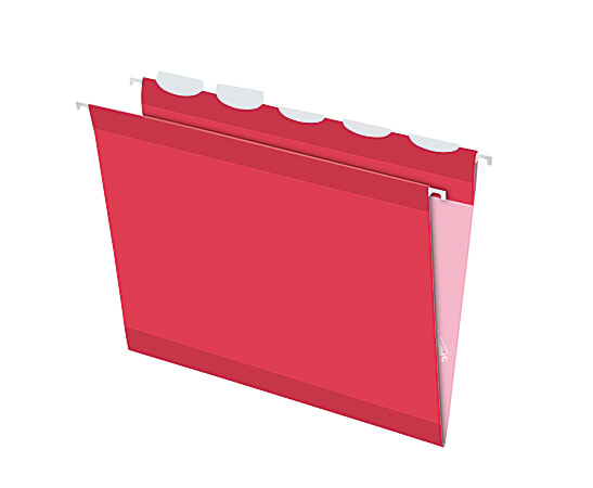 Pendaflex® Ready-Tab™ Reinforced Hanging Folders, With Lift Tab Technology, 1/5 Cut, Letter Size, Red, Pack Of 25