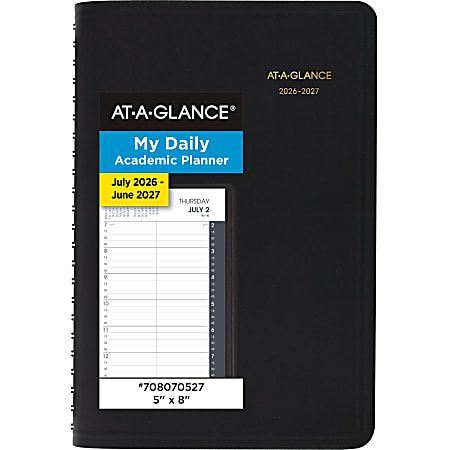AT-A-GLANCE® Academic 2026-2027 Daily Appointment Book Planner, Black, Small, 5" x 8"