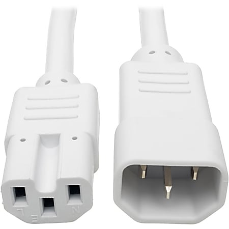 Eaton Tripp Lite Series Power Cord C14 to C15 - Heavy-Duty, 15A, 250V, 14 AWG, 6 ft. (1.83 m), White - P018006AWH