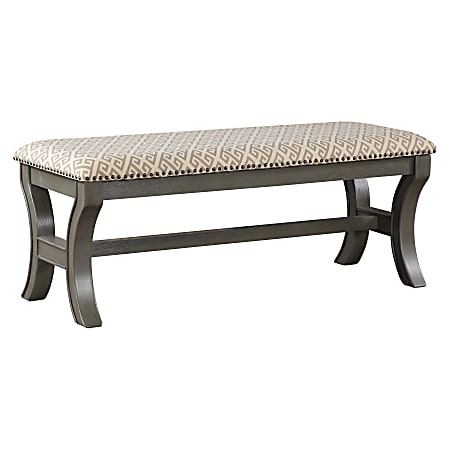 Monaco 48" Bench in Grey Geo Fabric with Antique Grey Base