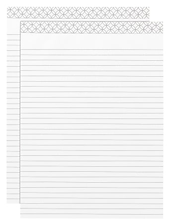 Office Depot® Brand Monogram Perforated Fashion Legal Pads, 8 1/2" x 11", Wide Ruled, 100 Pages (50 Sheets), Pack Of 2 Pads