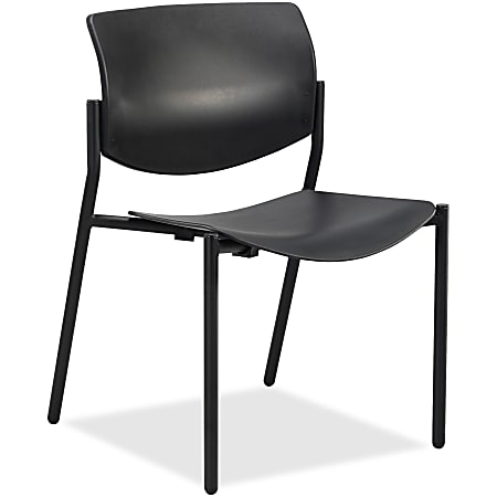Lorell® Molded Plastic Stacking Chairs, Black, Set Of