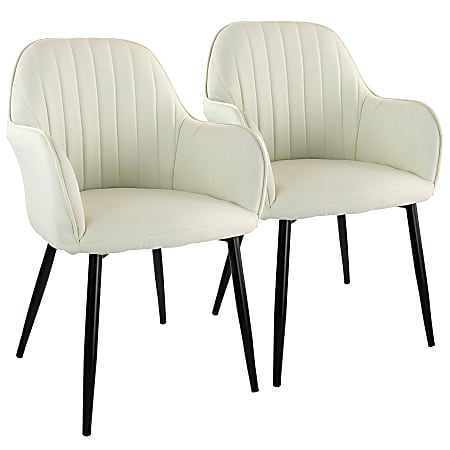 Elama Fabric Tufted Chairs, Beige/Black, Set Of 2