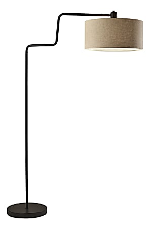 Adesso® Jacob Floor Lamp, 57"H, Natural Shade/Antique Bronze Base