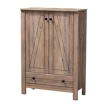 Baxton Studio Derek 32'' Modern and Contemporary Shoe Cabinet, Rustic Oak