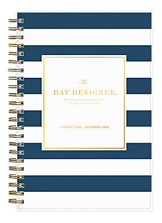 Blue Sky™ Day Designer Daily/Monthly Planner, 5" x 8", Navy Stripe, January To December 2020, 103623