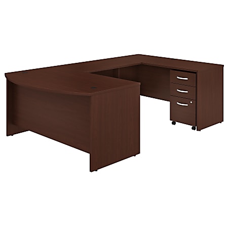 Bush Business Furniture Studio C U-Shaped Desk With Mobile File Cabinet, 60"W x 36"D, Harvest Cherry, Standard Delivery