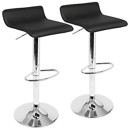 LumiSource Ale Bar Stools, Chrome/Black, Set Of 2 Stools