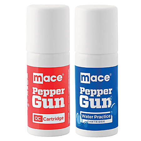 Mace® Brand Replacement OC Pepper And Practice Water Cartridges For Pepper Guns, 2”H x 1-1/4”W x 2”D, Multicolor