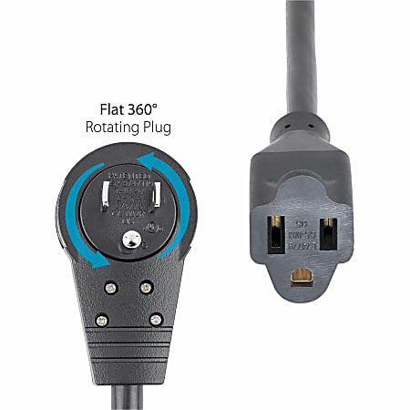 StarTech.com Rotating Flat Plug Extension Cord, 10', Black