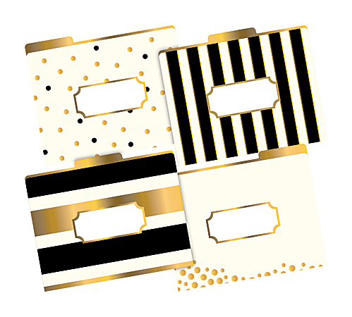 Barker Creek Tab File Folders, 8 1/2" x 11", Letter Size, Gold, Pack Of 12