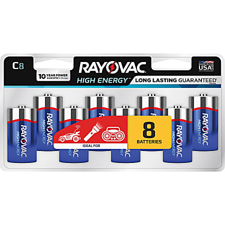 Rayovac Alkaline C Batteries - For Toy, Flashlight, LED Light - C - 8 / Pack