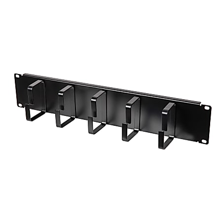 Vericom 2U Steel Horizontal D-Ring Cable Manager, 3-1/2”H x 19”W x 2-9/16”D, Black, RAMS5D2