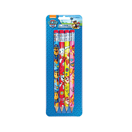 Nickelodeon Paw Patrol Beginner Pencils, 3.25 mm, HB Lead, Pack Of 4 Pencils