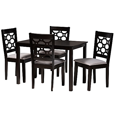 Baxton Studio Henry 5-Piece Dining Set, 29-1/8"H x 43-5/16"W x 27-9/16"D, Gray/Dark Brown