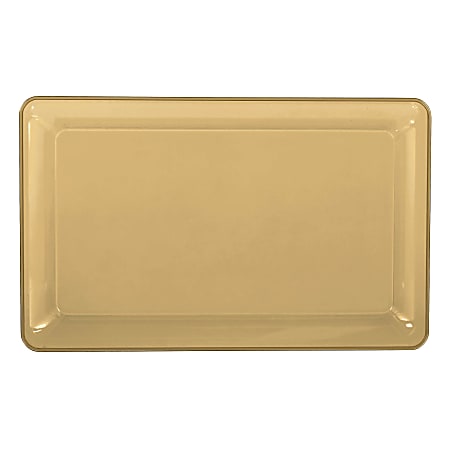 Amscan Plastic Rectangular Trays, 11" x 18", Gold, Pack Of 4 Trays 