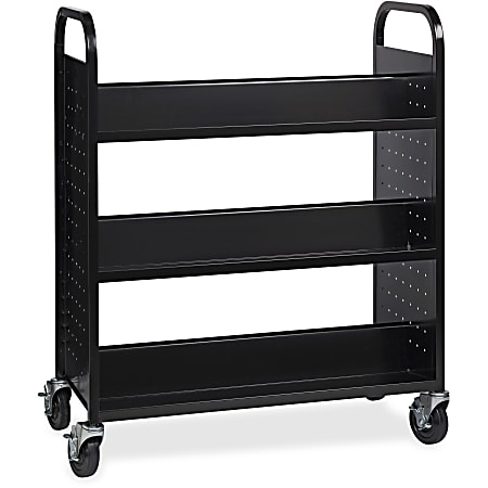 Lorell® Double-sided Book Cart, Black