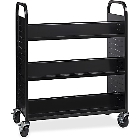 Lorell&reg; Double-sided Book Cart, Black