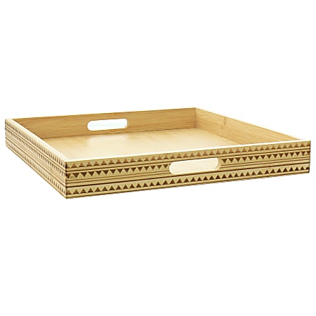 Gibson Home Sadler Wood Serving Tray With Built-In