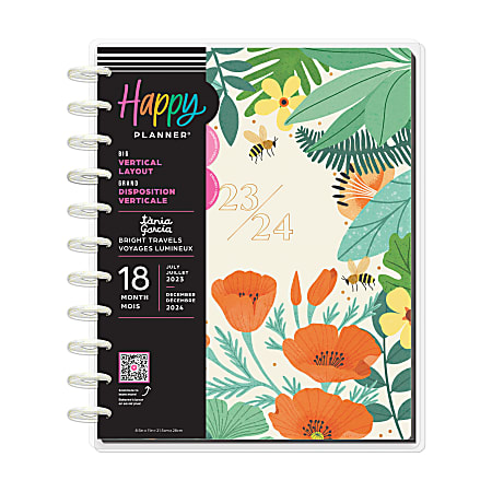 2023-2024 Happy Planner 18-Month Monthly/Weekly Big Planner, 8-1/2 x 11,  Made To Bloom, July 2023 To December 2024, PPBD18-043