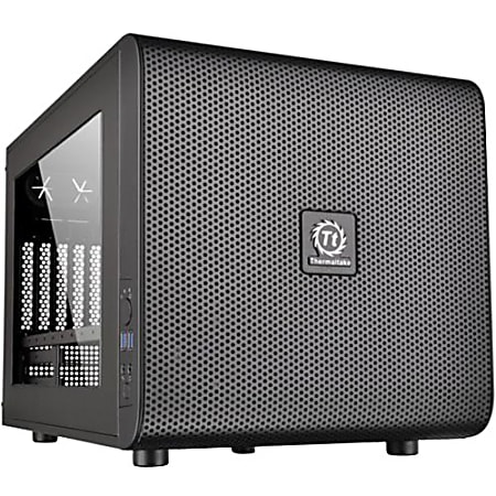 Thermaltake Core V21 Micro Chassis - Cube - Black - SPCC - 6 x Bay - 1 x 7.87" x Fan(s) Installed - 0 - Mini ITX, Micro ATX Motherboard Supported - 14.33 lb - 19 x Fan(s) Supported - 3 x Internal 3.5" Bay - 3 x Internal 2.5" Bay - 5x Slot(s) - 2 x USB(s)
