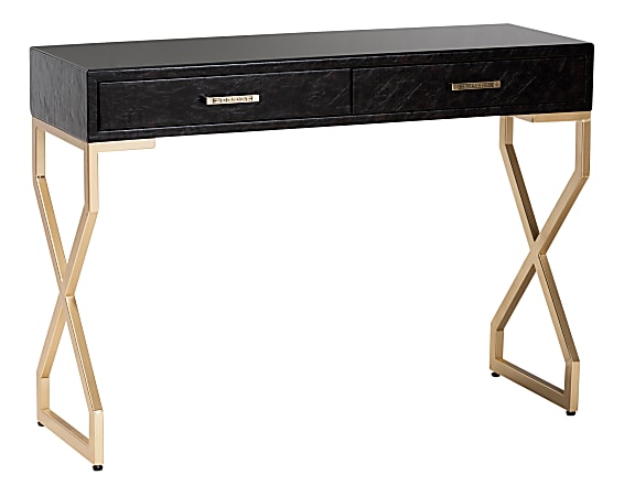 Baxton Studio Modern Console Table, 30-1/8"H x 41-5/16"W x 14-13/16"D, Dark Brown/Gold