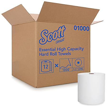 Scott® High-Capacity 1-Ply Hardwound Paper Towels, 1000' Per Roll, Pack Of 12 Rolls