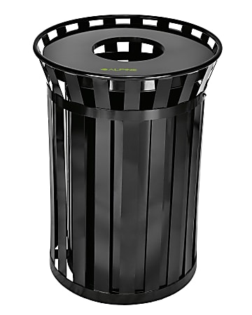 Alpine Industries 38 Gallon Metal Slatted Outdoor Commercial Trash