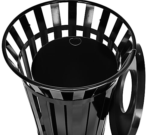 Alpine Industries 38-Gallons Black Steel Commercial Trash Can