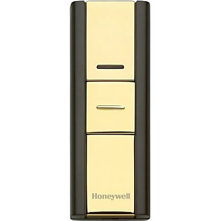 Honeywell Décor Wireless Surface-Mount Door Chime Push Button, Black/Brass, RPWL302A1005A