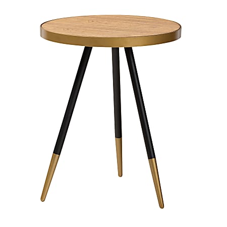 Baxton Studio Contemporary Accent Table, 21-3/4"H x 17-3/4"W x 17-5/16"D, Black/Gold/Walnut