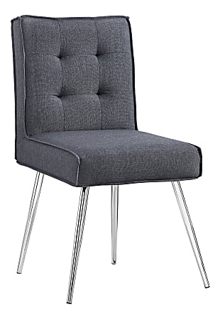 Linon Phenix Chairs, Gray/Chrome, Set Of 2 Chairs