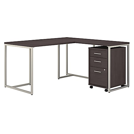 kathy ireland® Office by Bush Business Furniture Method 60"W L-Shaped Desk With 30"W Return And Mobile File Cabinet, Storm Gray, Premium Installation